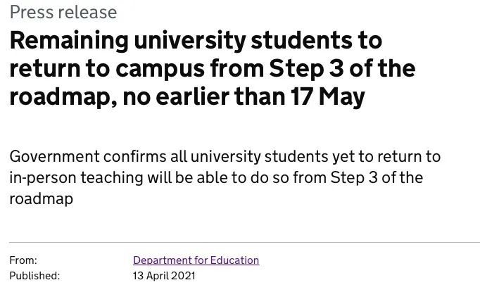 英国政府宣布5月17号恢复面对面教学，这9所大学宣布教学计划！